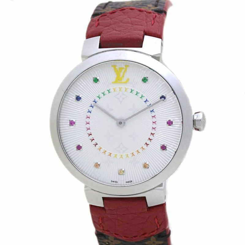 LOUIS VUITTON Tambour MM 彩虹色寶石 QA159Z 女士手錶 40091-0