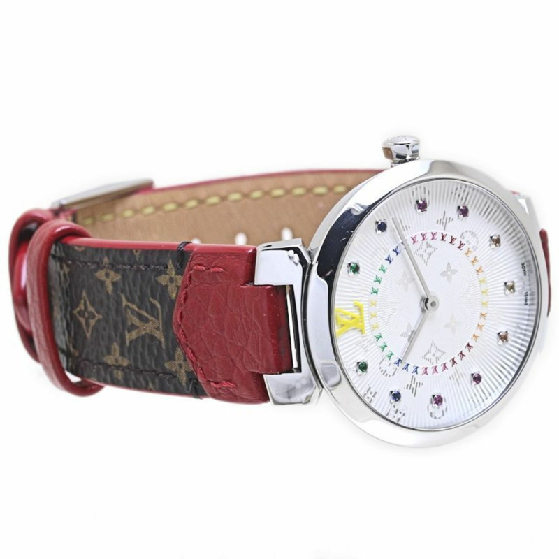 LOUIS VUITTON Tambour MM 彩虹色寶石 QA159Z 女士手錶 40091-3