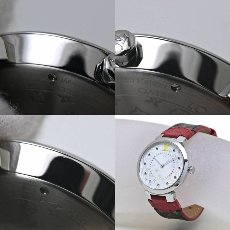 LOUIS VUITTON Tambour MM 彩虹色寶石 QA159Z 女士手錶 40091-4