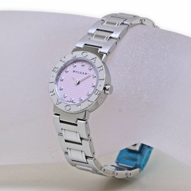 BVLGARI 12P 鑽石粉紅貝殼手錶 BB23C2SS 12JA BB23SS 日本獨家女士不鏽鋼 40088-1