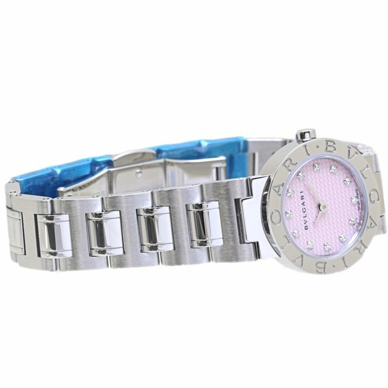 BVLGARI 12P 鑽石粉紅貝殼手錶 BB23C2SS 12JA BB23SS 日本獨家女士不鏽鋼 40088-3