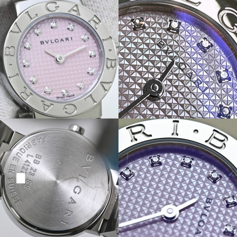 BVLGARI 12P 鑽石粉紅貝殼手錶 BB23C2SS 12JA BB23SS 日本獨家女士不鏽鋼 40088-4
