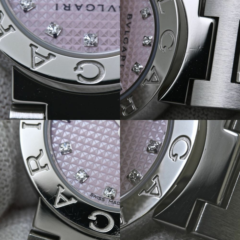 BVLGARI 12P 鑽石粉紅貝殼手錶 BB23C2SS 12JA BB23SS 日本獨家女士不鏽鋼 40088-5