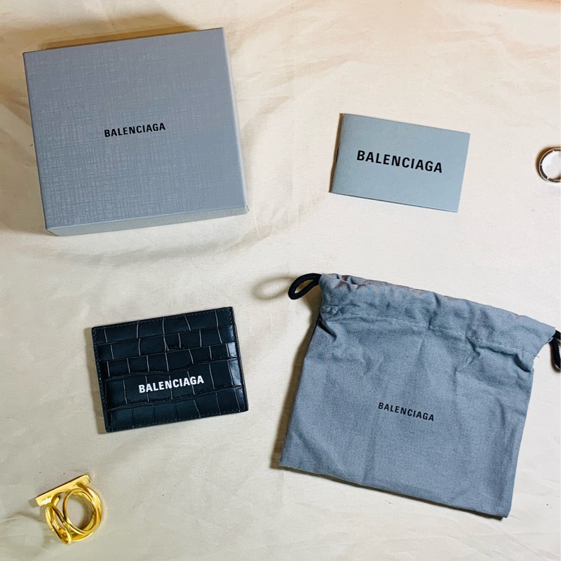 🎁全新盒裝 Balenciaga 巴黎世家 黑鱷魚壓紋卡夾/名片夾-0