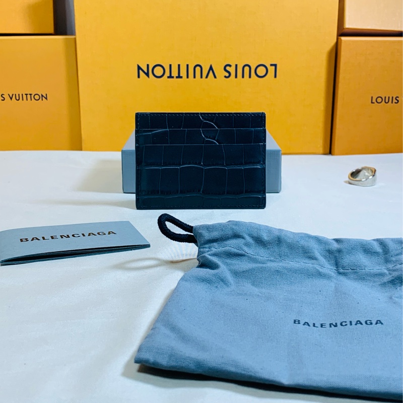 🎁全新盒裝 Balenciaga 巴黎世家 黑鱷魚壓紋卡夾/名片夾-3