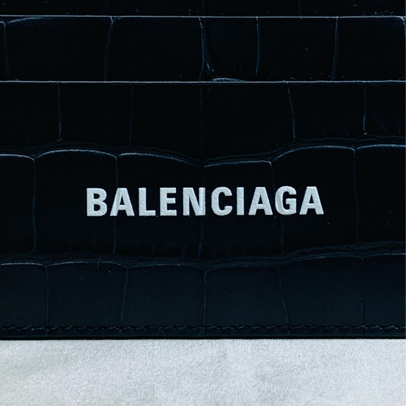 🎁全新盒裝 Balenciaga 巴黎世家 黑鱷魚壓紋卡夾/名片夾-4