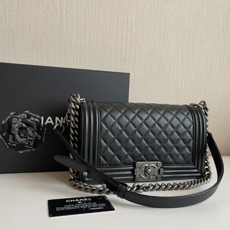 全配🈶購證♥️ 香奈兒黑銀leboy中號-2