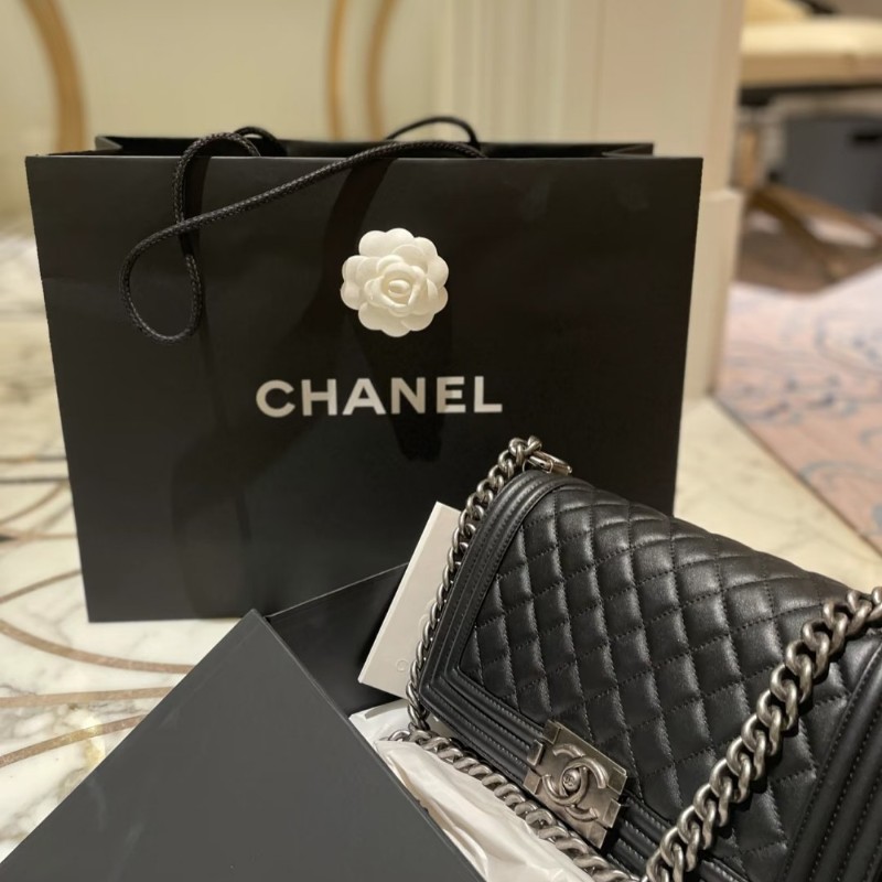 全配🈶購證♥️ 香奈兒黑銀leboy中號-3