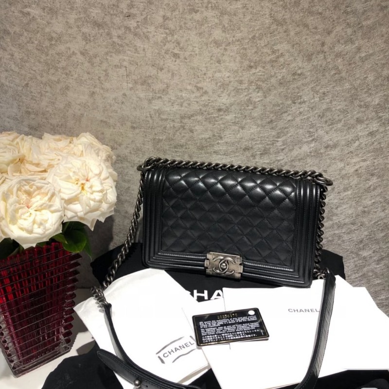 全配🈶購證♥️ 香奈兒黑銀leboy中號-4