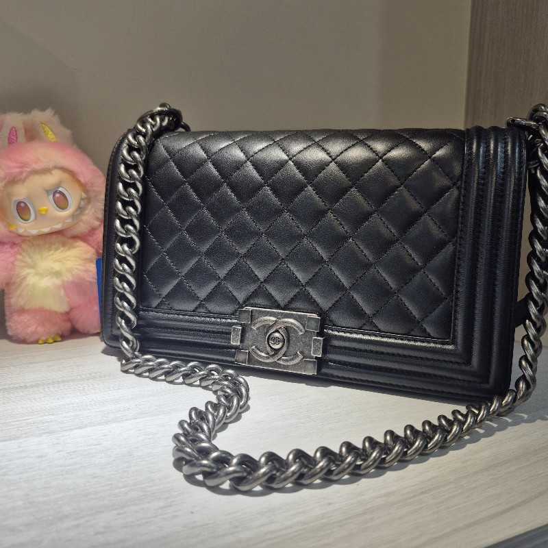 全配🈶購證♥️ 香奈兒黑銀leboy中號-6