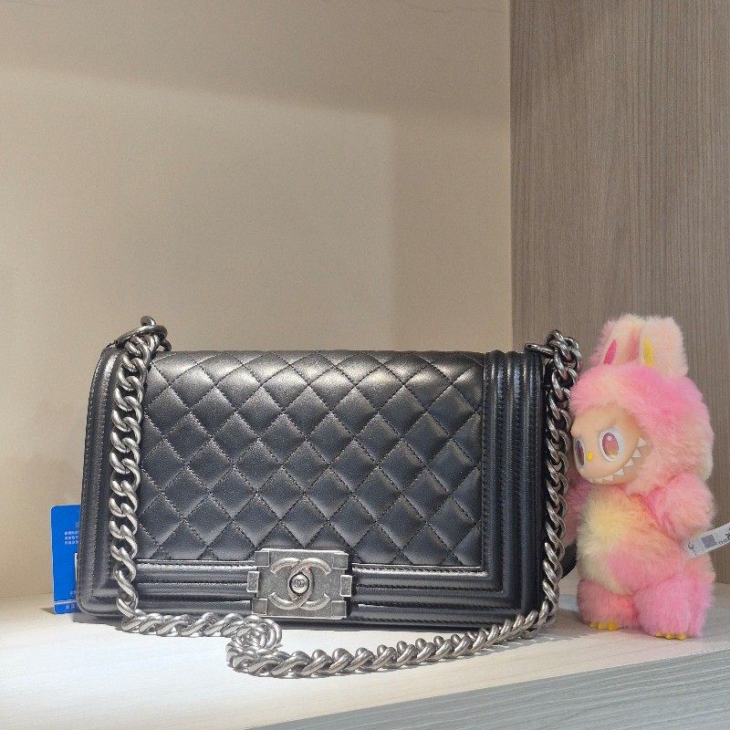 全配🈶購證♥️ 香奈兒黑銀leboy中號-8