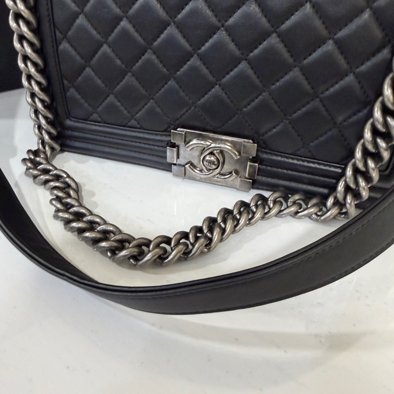 全配🈶購證♥️ 香奈兒黑銀leboy中號-4