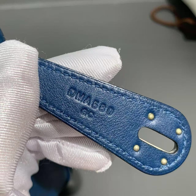 98新Hermes愛馬仕Lindy26寶石藍swift皮銀扣D刻-7