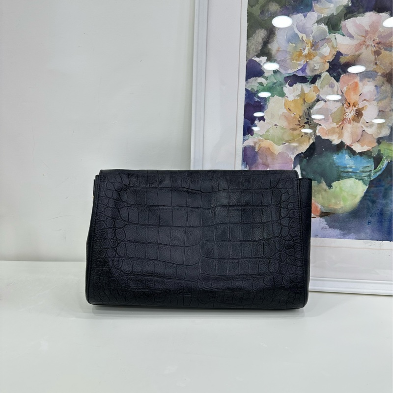 YSL 聖羅蘭Kate 雙面鏈條包 黑金鱷魚紋 中號 99新 23年編碼 有票 尺寸:28*20*6 雙面可用 鱷魚紋+麂皮 宋佳同款-2