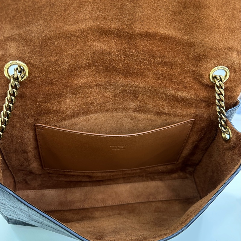 YSL 聖羅蘭Kate 雙面鏈條包 黑金鱷魚紋 中號 99新 23年編碼 有票 尺寸:28*20*6 雙面可用 鱷魚紋+麂皮 宋佳同款-9