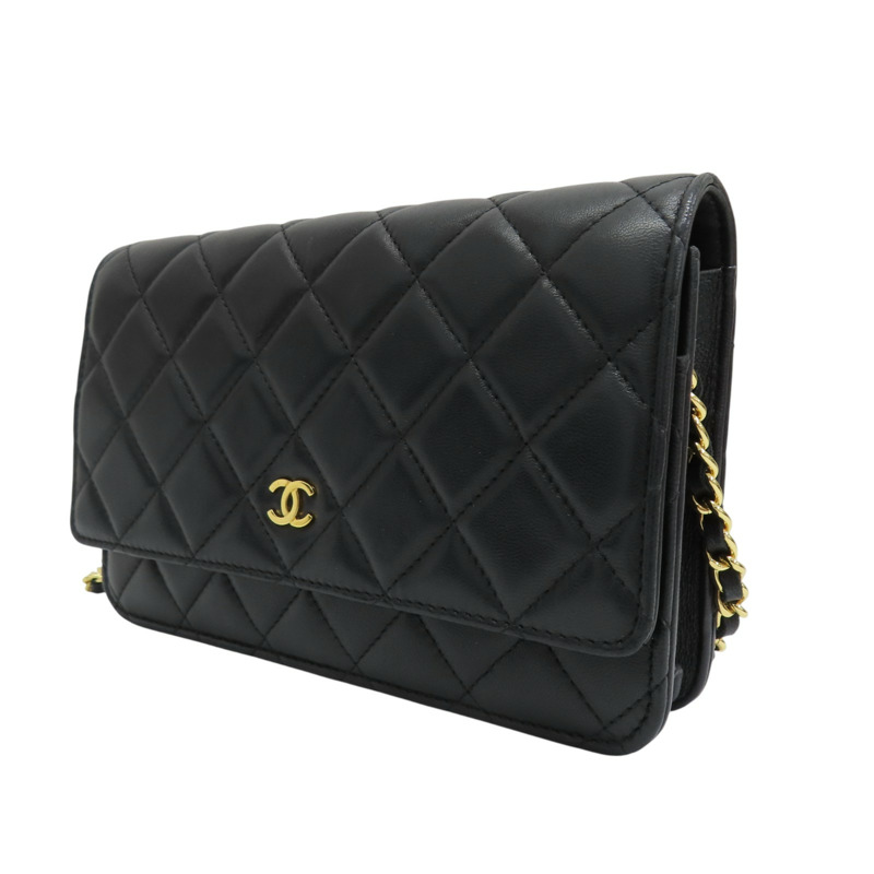 黑色 菱格紋 羊皮 WOC 鍊帶 肩背包 金扣 A33814【CHANEL 香奈兒】 A33814-2