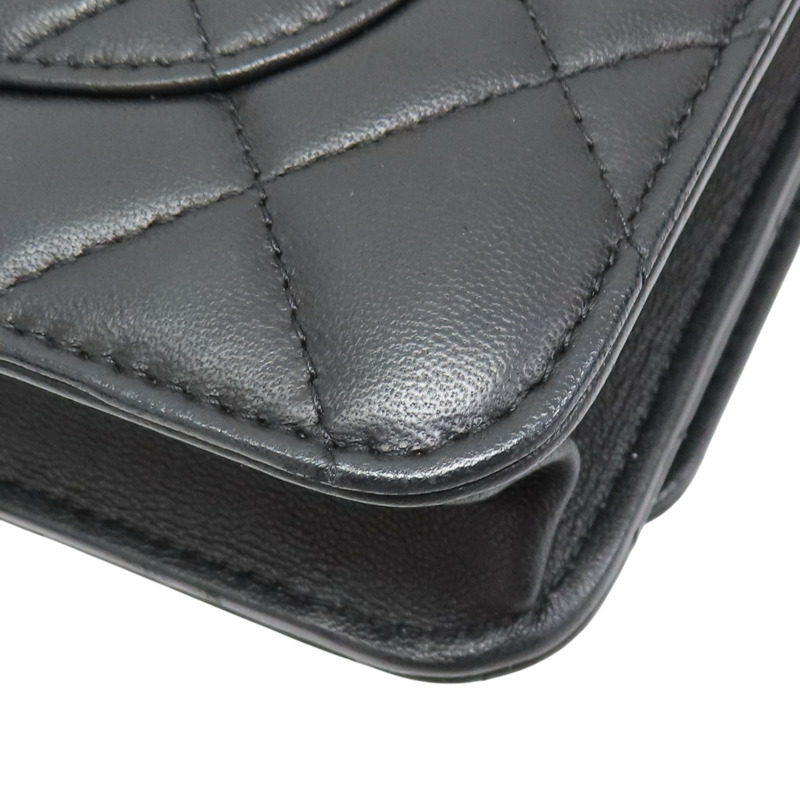 黑色 菱格紋 羊皮 WOC 鍊帶 肩背包 金扣 A33814【CHANEL 香奈兒】 A33814-13