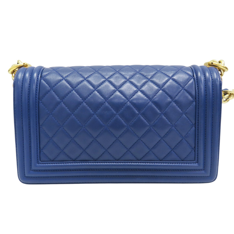 藍色 羊皮 BOY 25 鍊帶 肩背包 金扣【CHANEL 香奈兒】 A67086-1