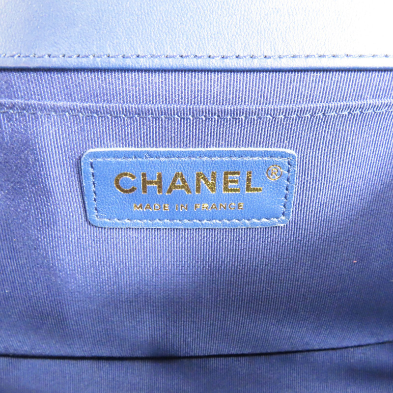 藍色 羊皮 BOY 25 鍊帶 肩背包 金扣【CHANEL 香奈兒】 A67086-5