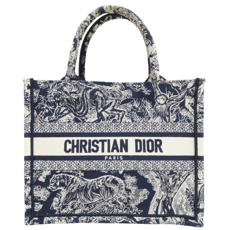 藍/白色 刺繡帆布 Book Tote 小號 手提包【Dior 迪奧】 M1265ZRGO_M35I-0