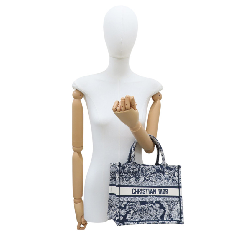 藍/白色 刺繡帆布 Book Tote 小號 手提包【Dior 迪奧】 M1265ZRGO_M35I-7