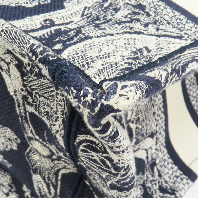 藍/白色 刺繡帆布 Book Tote 小號 手提包【Dior 迪奧】 M1265ZRGO_M35I-9