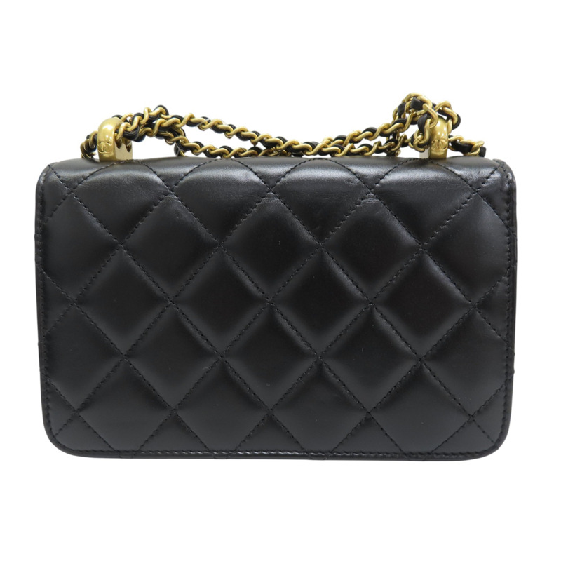 黑色 菱格紋 羊皮 Mini Perfect Fit 鍊帶 肩背包 金扣【CHANEL 香奈兒】 AS2615-1