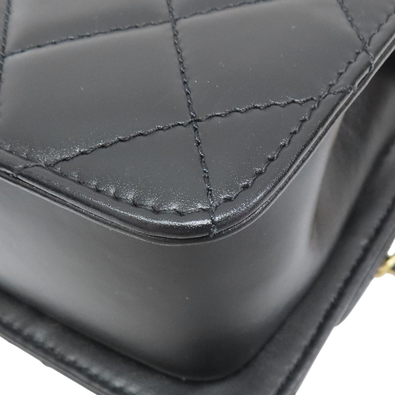 黑色 菱格紋 羊皮 Mini Perfect Fit 鍊帶 肩背包 金扣【CHANEL 香奈兒】 AS2615-11