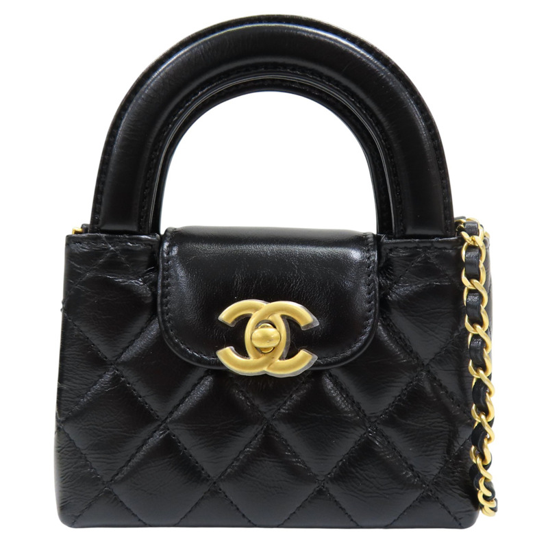 黑色 牛皮 Kelly nano 鍊帶 肩背包 金扣【CHANEL 香奈兒】 AP3435-0