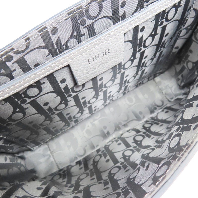 藍灰色 牛皮 中型 Saddle 肩背包【Dior 迪奧】-4