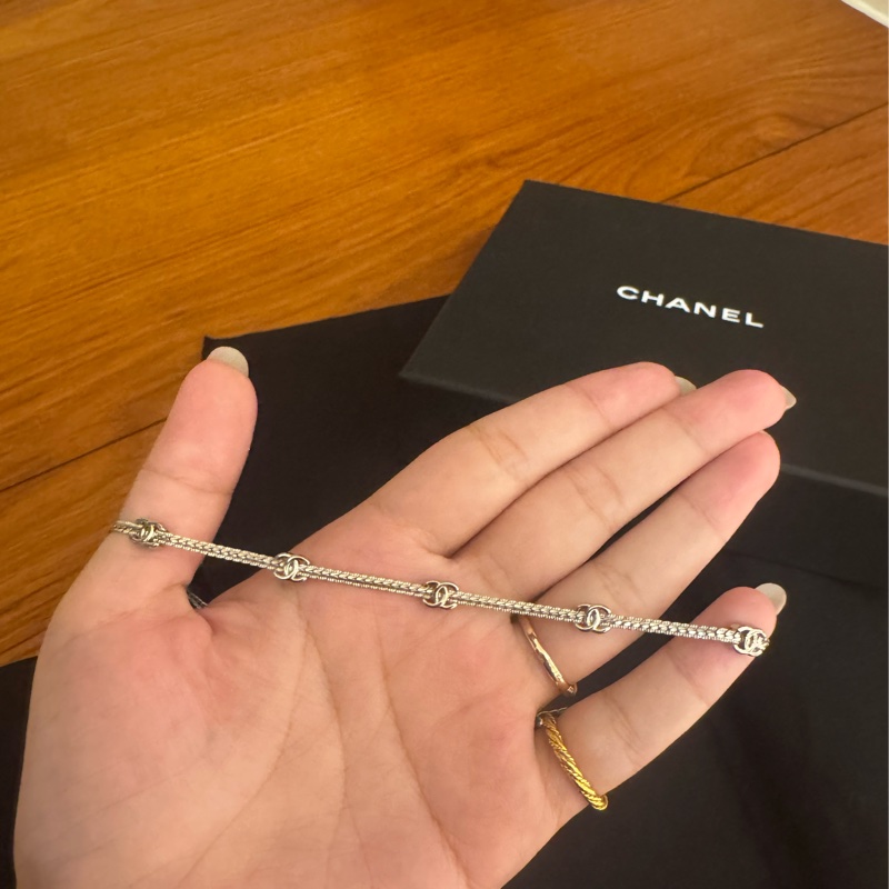 Chanel爆款五花銀小雙C頸鏈😻😻-4