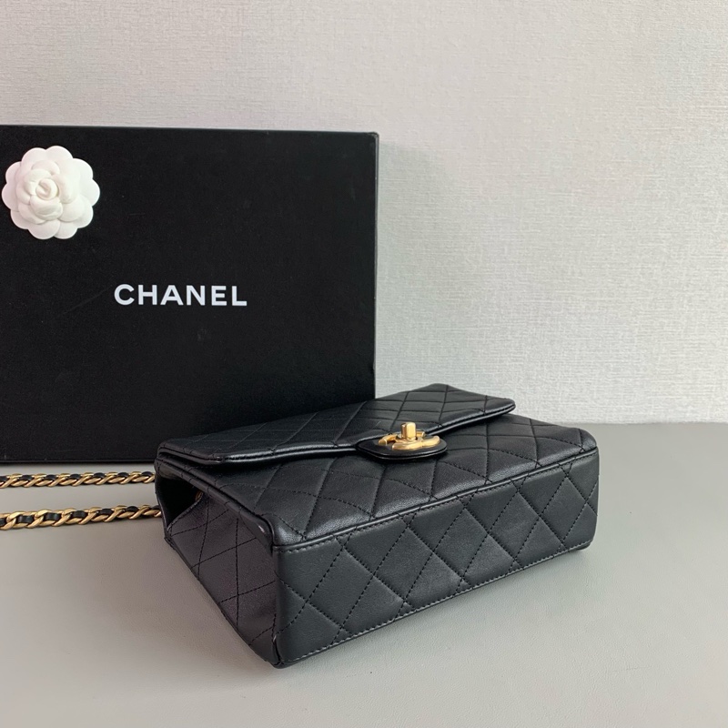 Chanel 23p 字母鏈條黑金cf方胖 容量更好🖤 晶片款-6