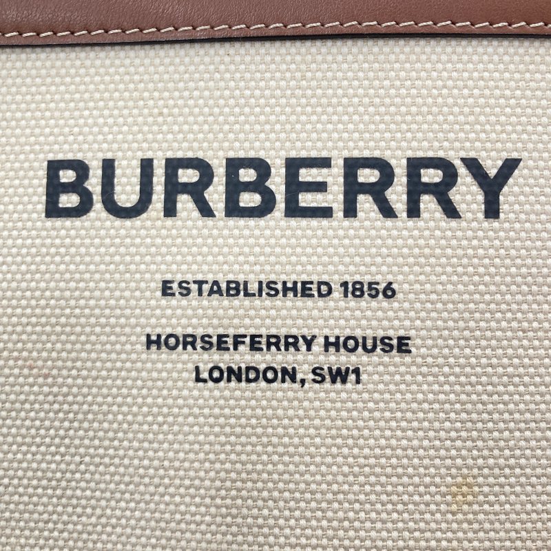 BURBERRY 巴寶莉 可肩背 帆布 皮革 手提包 米色-17