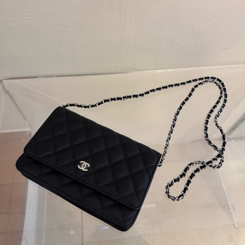 Chanel黑荔枝銀雙C WOC