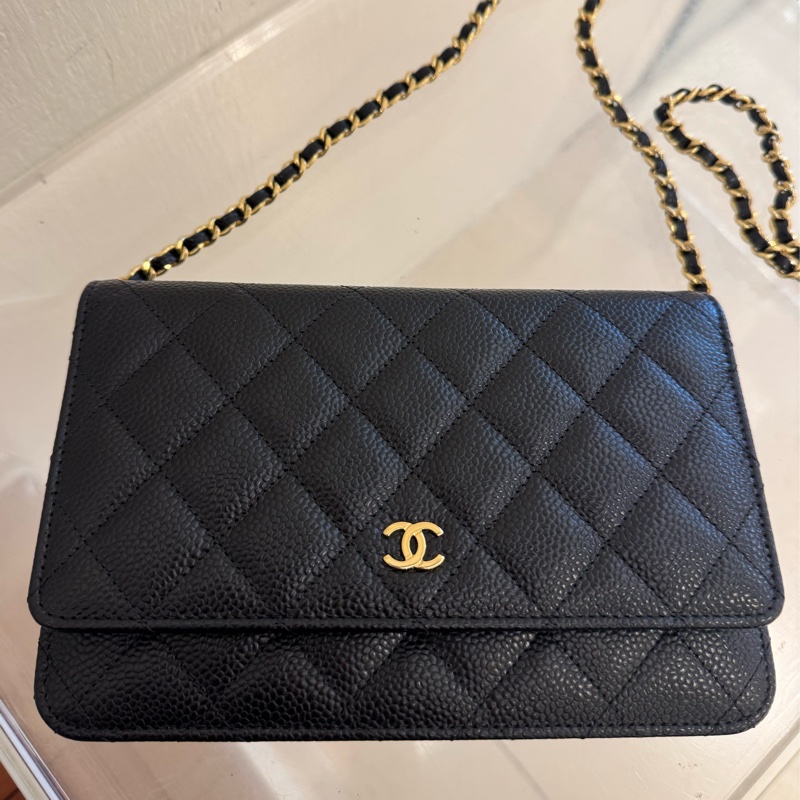 Chanel黑荔枝金雙C WOC-2