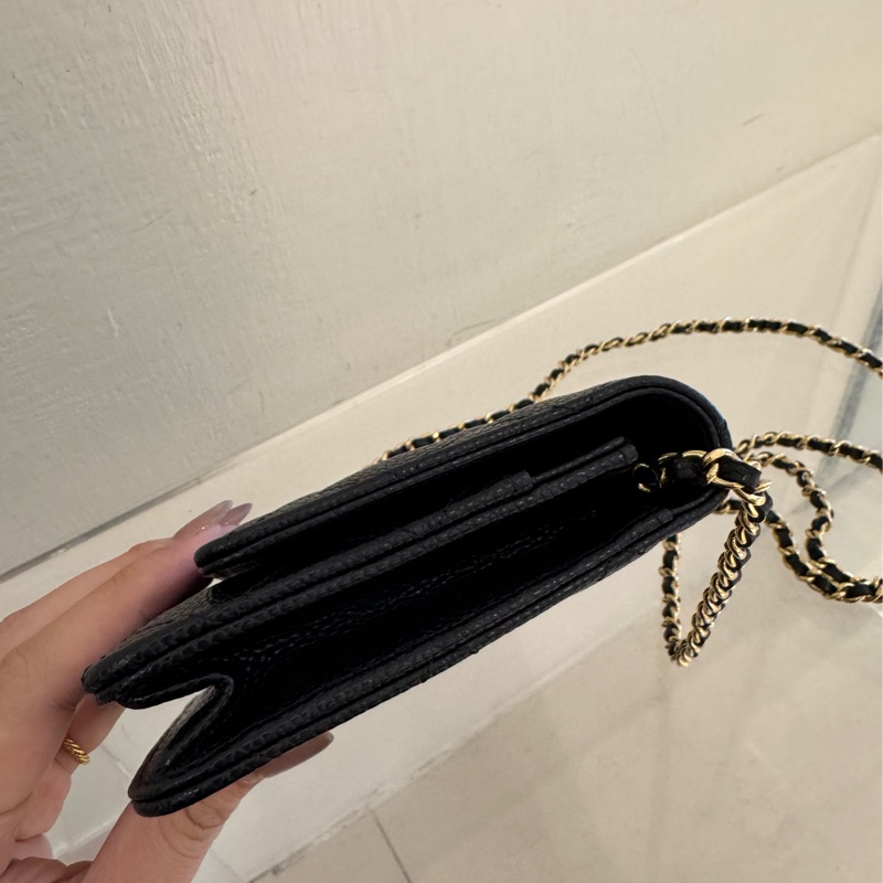 Chanel黑荔枝金雙C WOC-3