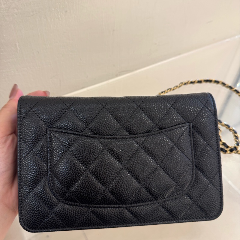 Chanel黑荔枝金雙C WOC-4