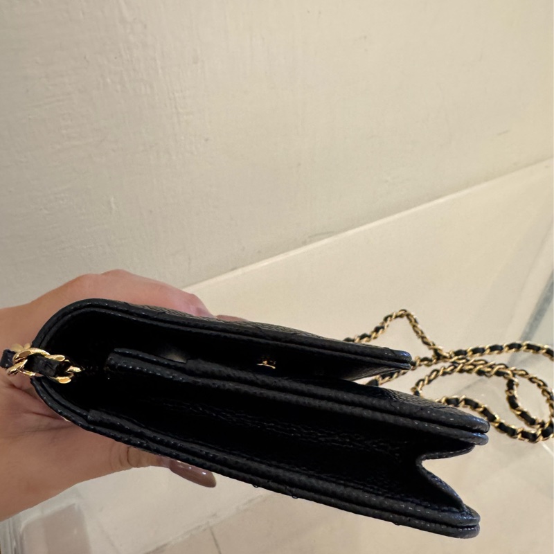 Chanel黑荔枝金雙C WOC-5