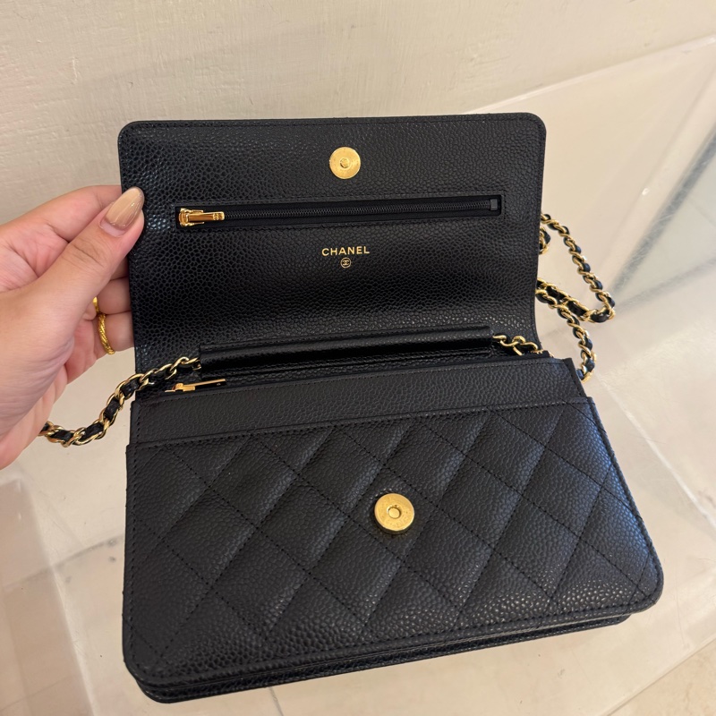 Chanel黑荔枝金雙C WOC-11