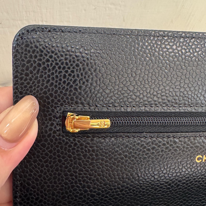 Chanel黑荔枝金雙C WOC-12