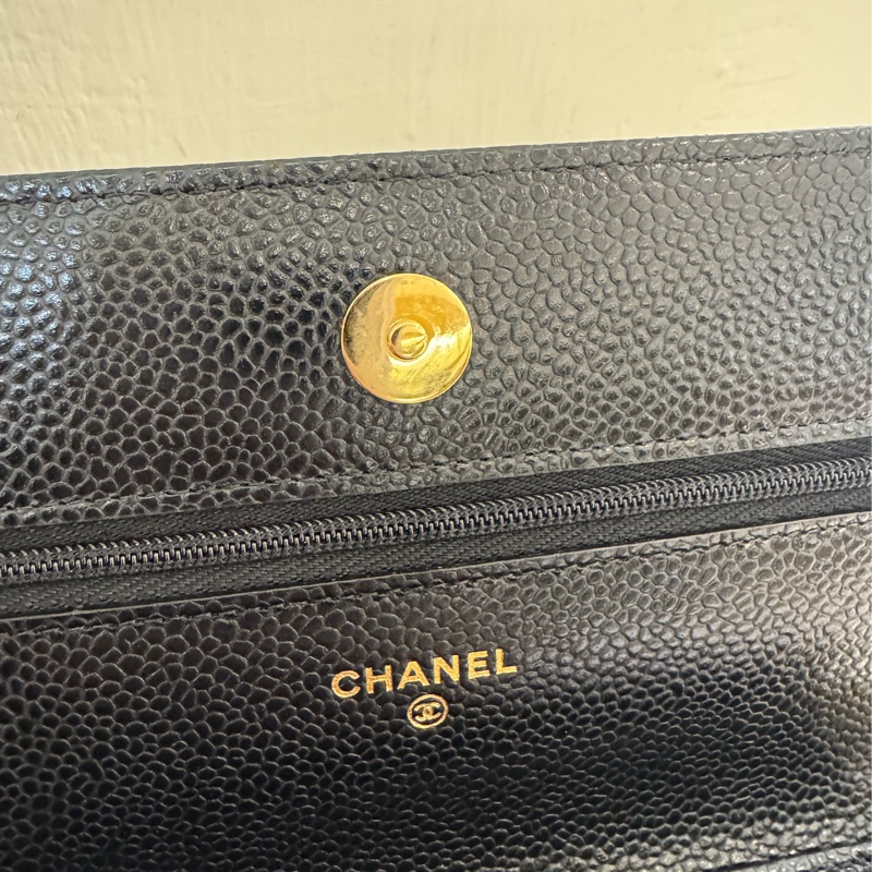 Chanel黑荔枝金雙C WOC-13