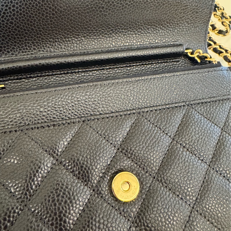 Chanel黑荔枝金雙C WOC-14