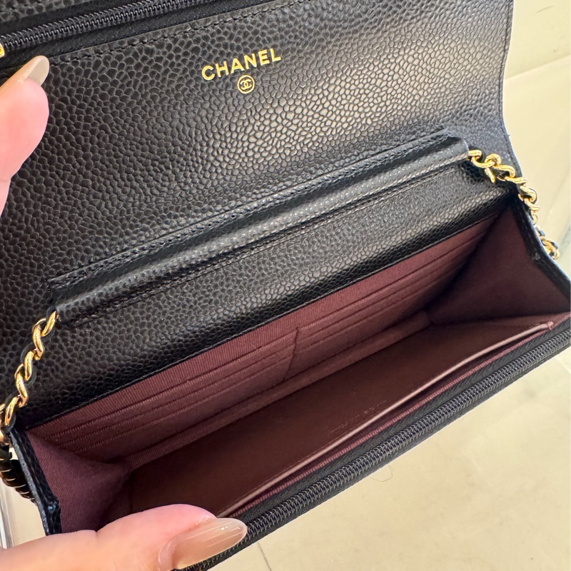 Chanel黑荔枝金雙C WOC-15