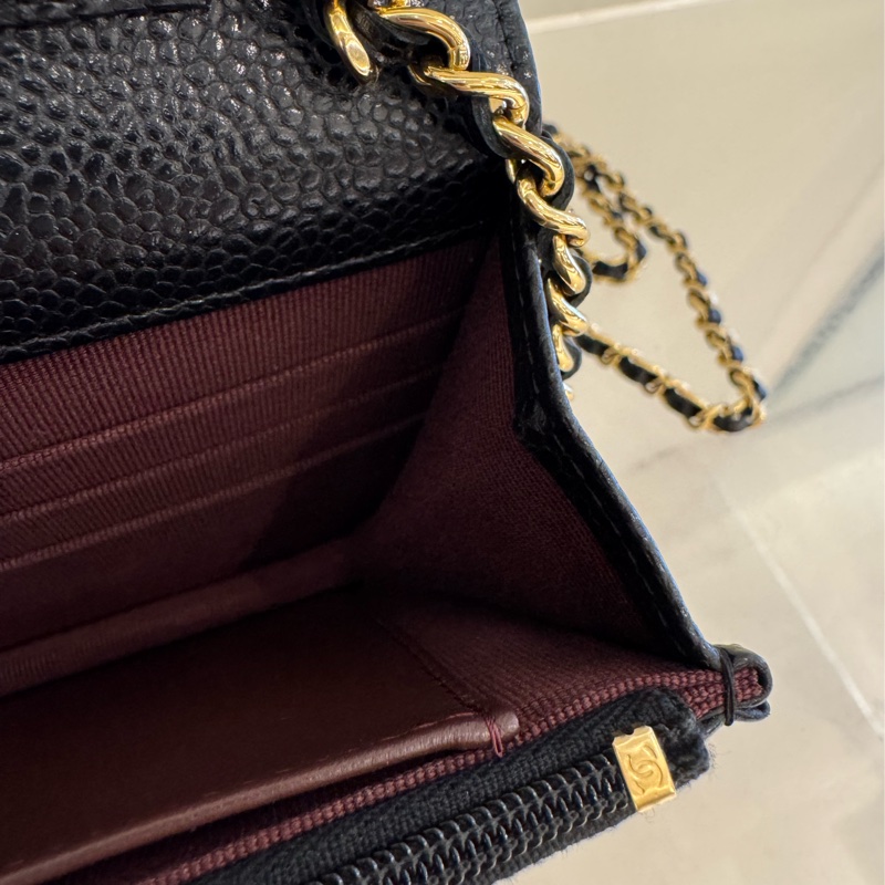 Chanel黑荔枝金雙C WOC-16