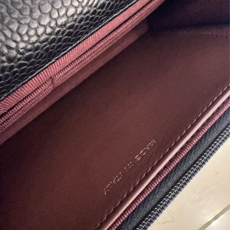 Chanel黑荔枝金雙C WOC-20