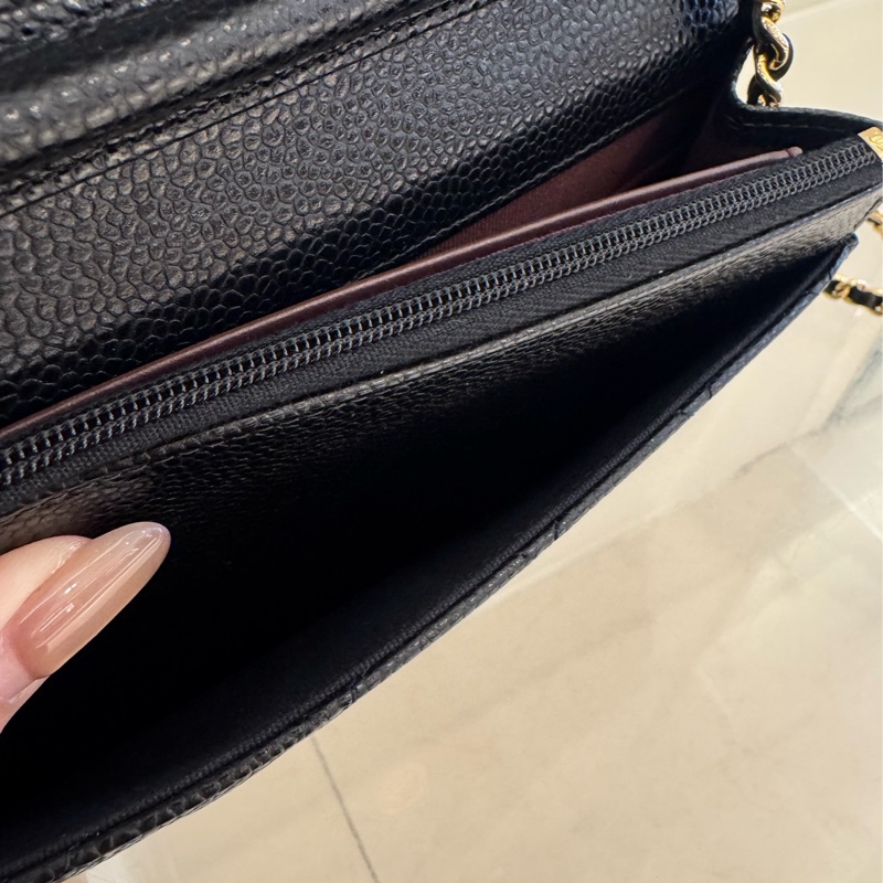 Chanel黑荔枝金雙C WOC-23