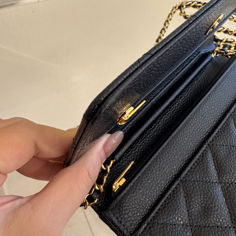 Chanel黑荔枝金雙C WOC-27