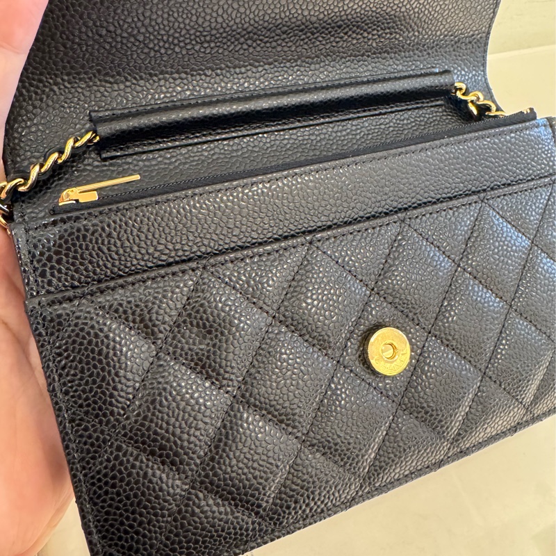 Chanel黑荔枝金雙C WOC-29