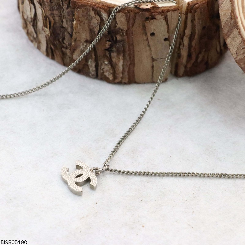 Chanel 純色合金滿鑽雙C項鍊-2