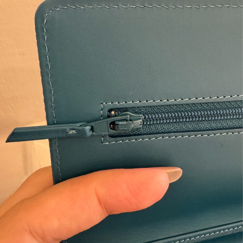 Chanel藍綠荔枝紋素面大雙C WOC-20